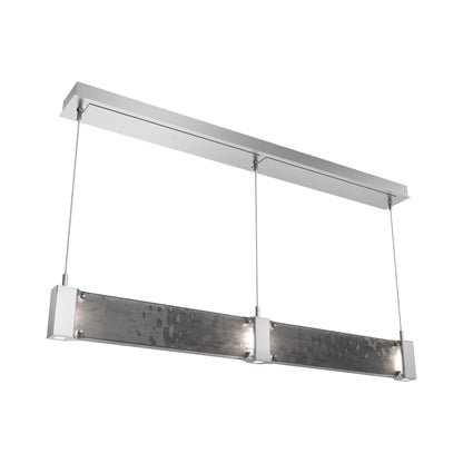 Parallel Linear LED Chandelier in Classic Silver/Smoke Granite Blown Glass.