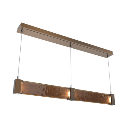 Parallel Linear LED Chandelier in Flat Bronze/Bronze Granite Blown Glass.