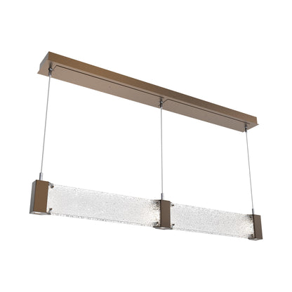 Parallel Linear LED Chandelier in Flat Bronze/Crystal Rimelight Blown Glass.