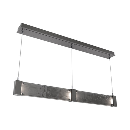 Parallel Linear LED Chandelier in Graphite/Smoke Granite Blown Glass.