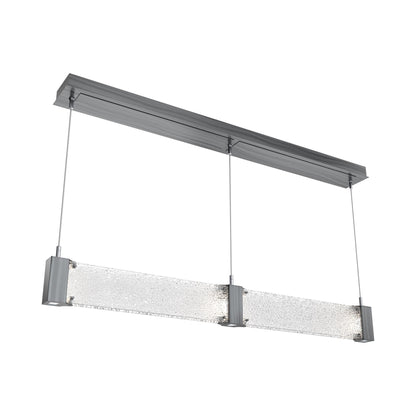 Parallel Linear LED Chandelier in Gunmetal/Crystal Rimelight Blown Glass.