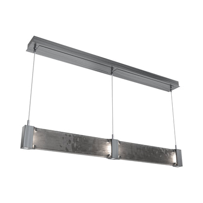 Parallel Linear LED Chandelier in Gunmetal/Smoke Granite Blown Glass.