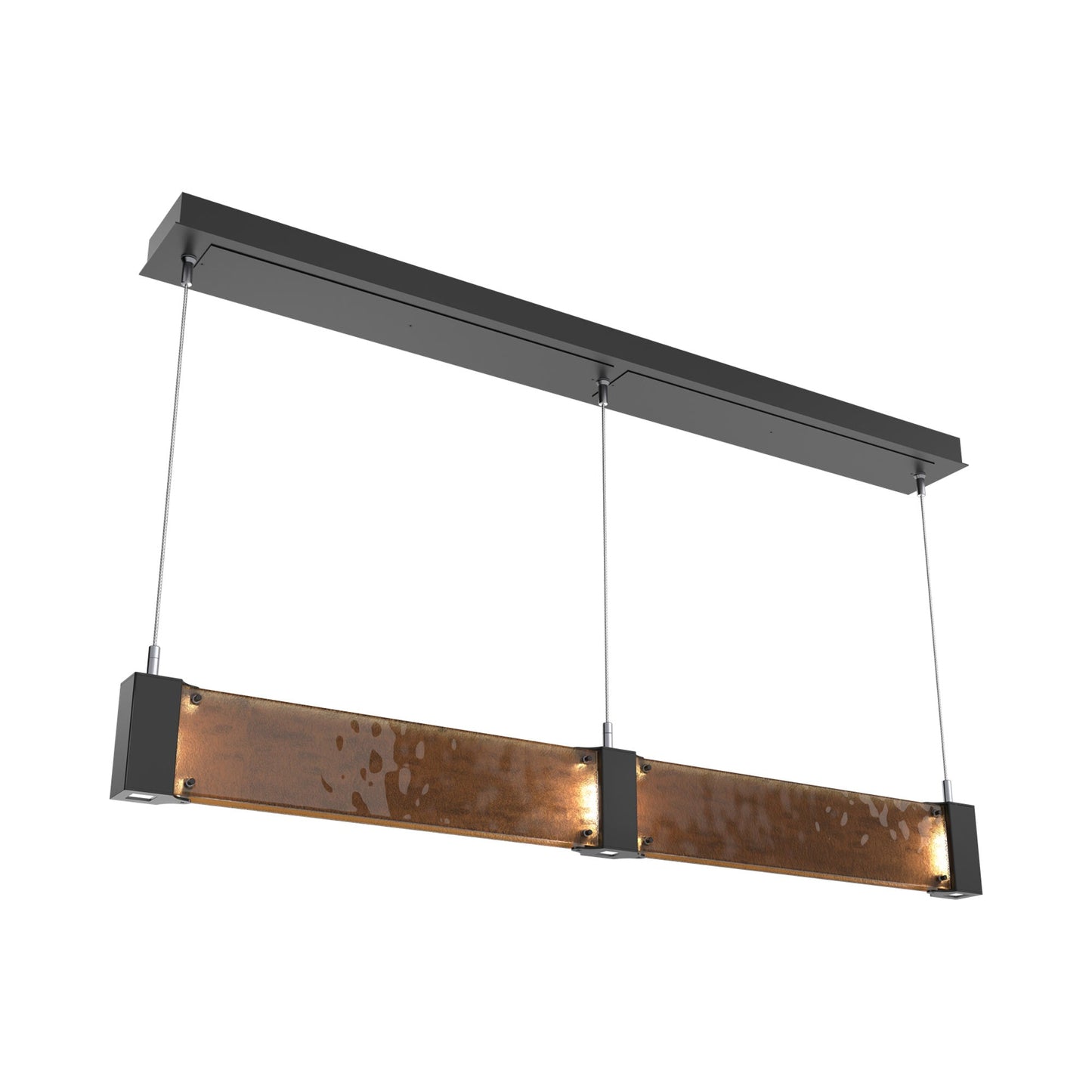 Parallel Linear LED Chandelier in Matte Black/Bronze Granite Blown Glass.