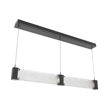 Parallel Linear LED Chandelier in Matte Black/Crystal Rimelight Blown Glass.