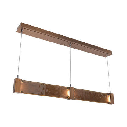 Parallel Linear LED Chandelier in Oil Rubbed Bronze/Bronze Granite Blown Glass.
