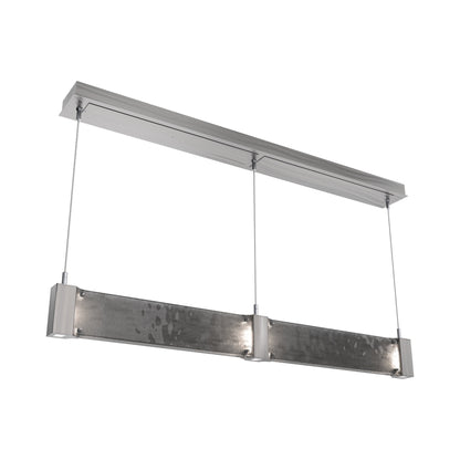 Parallel Linear LED Chandelier in Satin Nickel/Smoke Granite Blown Glass.