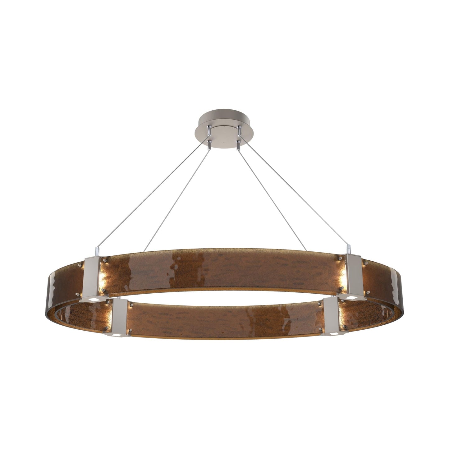 Parallel Oval LED Chandelier in Beige Silver/Bronze Granite Blown Glass.