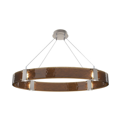 Parallel Oval LED Chandelier in Beige Silver/Bronze Granite Blown Glass.