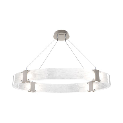 Parallel Oval LED Chandelier in Beige Silver/Clear Granite Blown Glass.