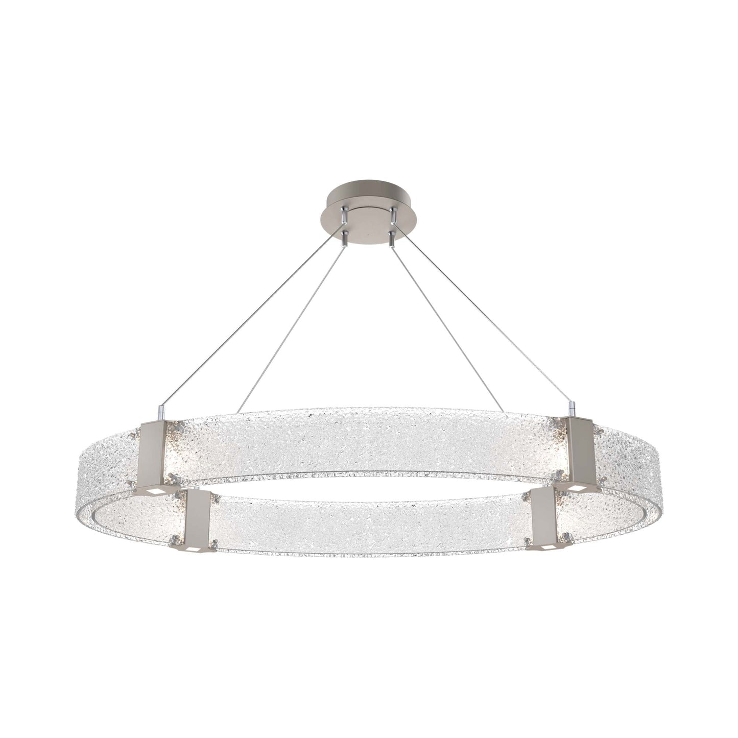 Parallel Oval LED Chandelier in Beige Silver/Crystal Rimelight Blown Glass.