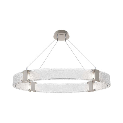 Parallel Oval LED Chandelier in Beige Silver/Crystal Rimelight Blown Glass.