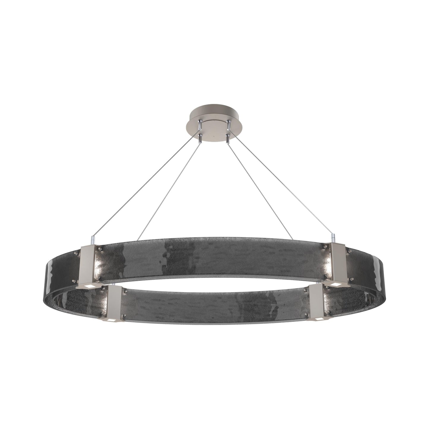 Parallel Oval LED Chandelier in Beige Silver/Smoke Granite Blown Glass.