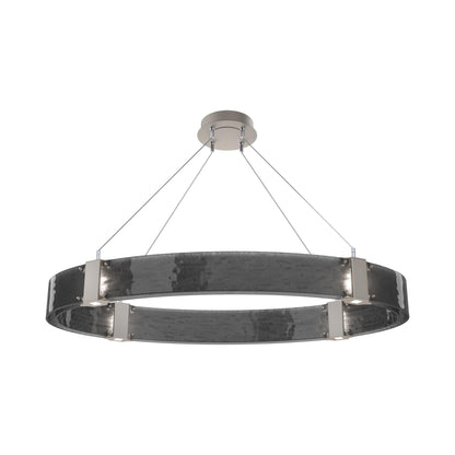 Parallel Oval LED Chandelier in Beige Silver/Smoke Granite Blown Glass.