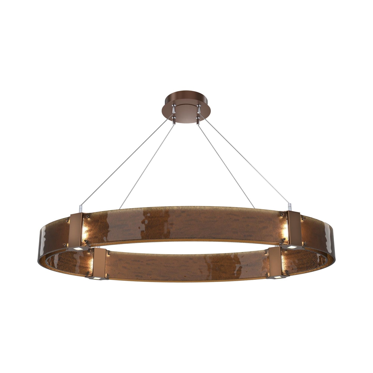 Parallel Oval LED Chandelier in Burnished Bronze/Bronze Granite Blown Glass.