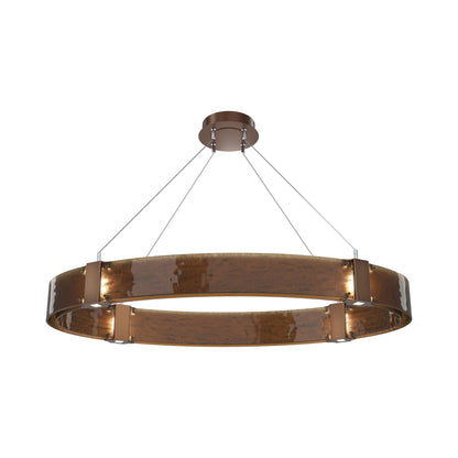 Parallel Oval LED Chandelier in Burnished Bronze/Bronze Granite Blown Glass.