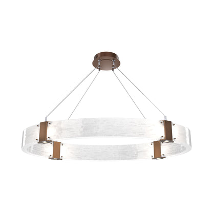 Parallel Oval LED Chandelier in Burnished Bronze/Clear Granite Blown Glass.