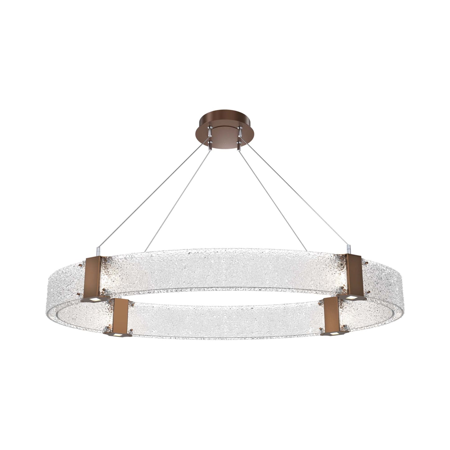 Parallel Oval LED Chandelier in Burnished Bronze/Crystal Rimelight Blown Glass.