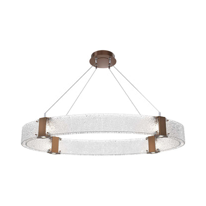 Parallel Oval LED Chandelier in Burnished Bronze/Crystal Rimelight Blown Glass.