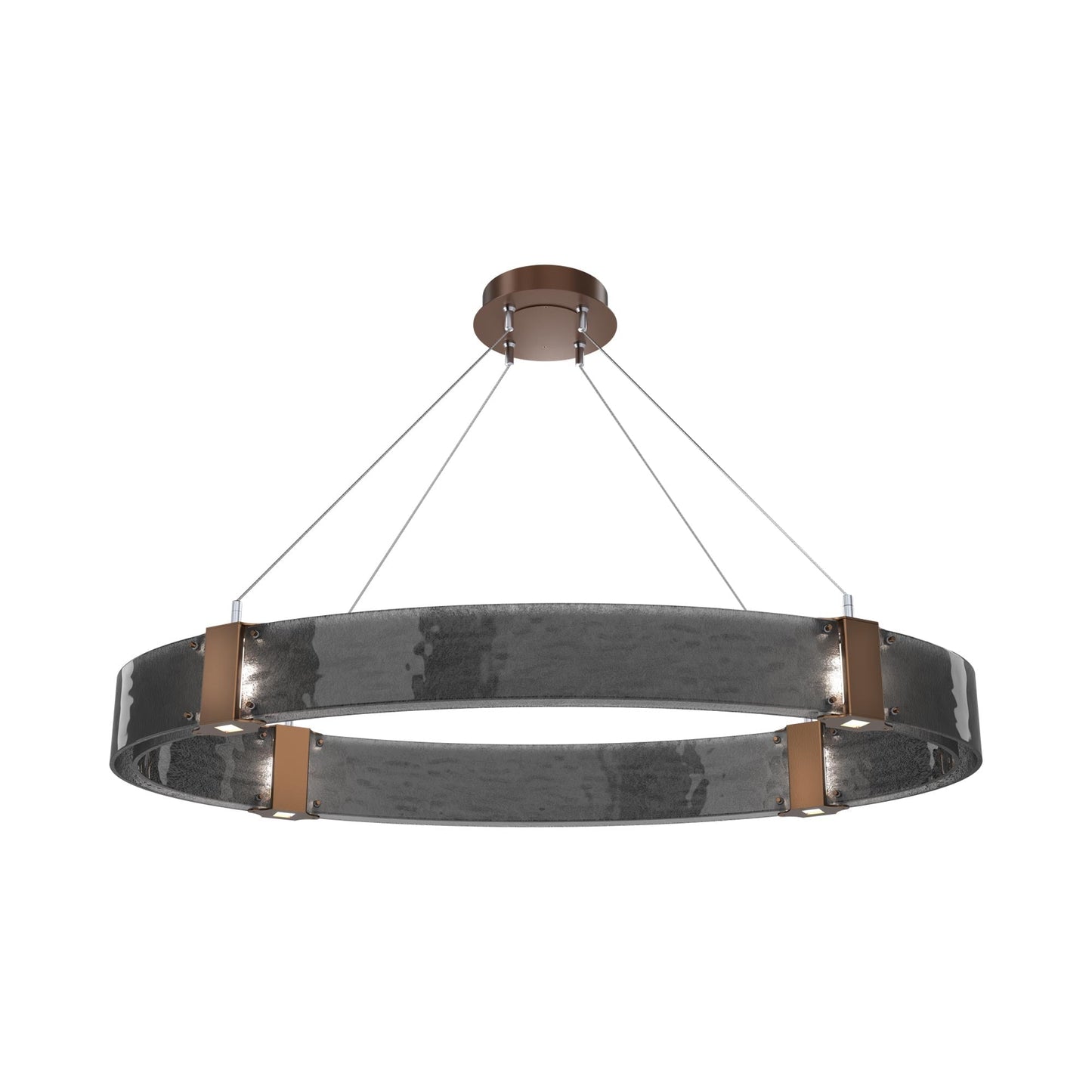 Parallel Oval LED Chandelier in Burnished Bronze/Smoke Granite Blown Glass.