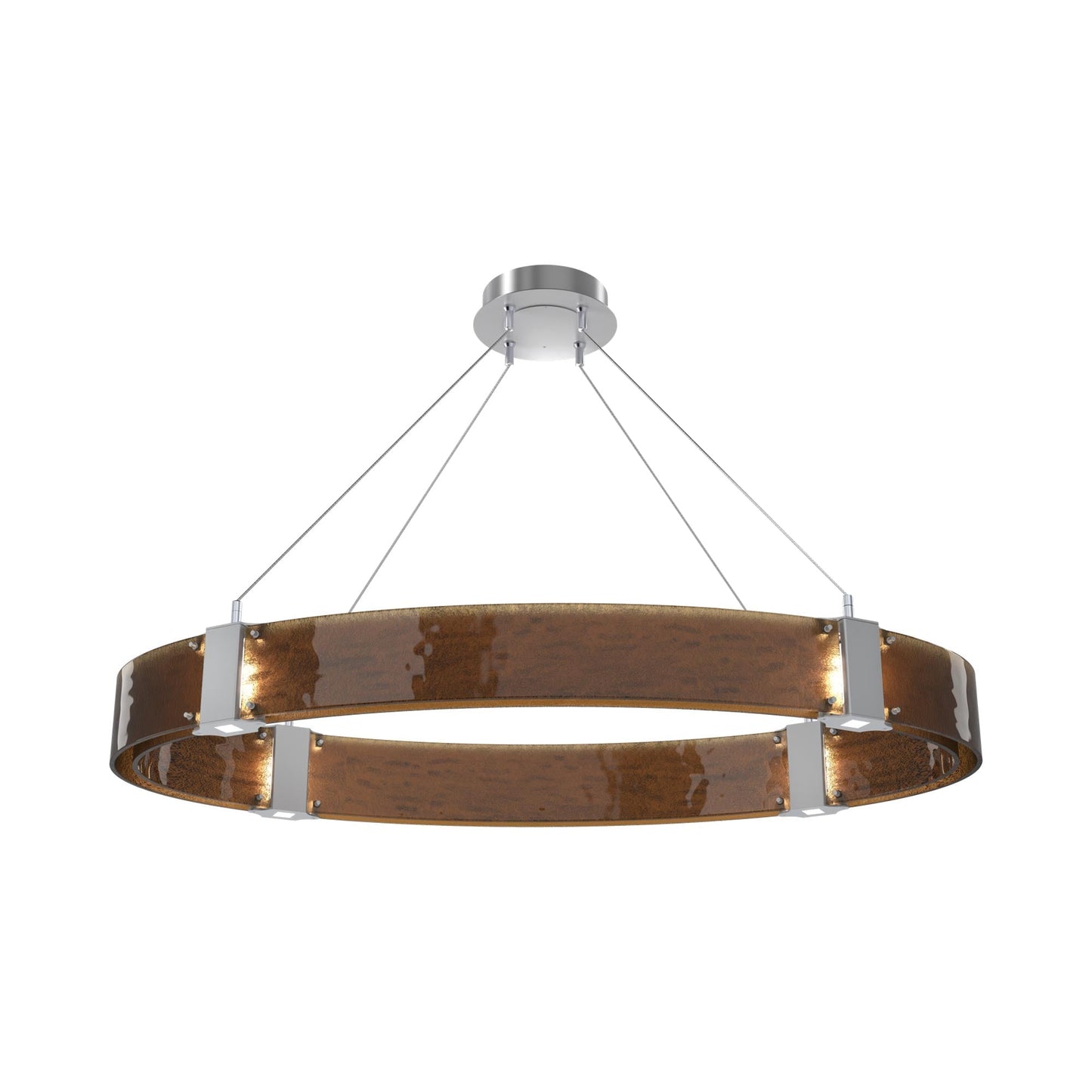 Parallel Oval LED Chandelier in Classic Silver/Bronze Granite Blown Glass.