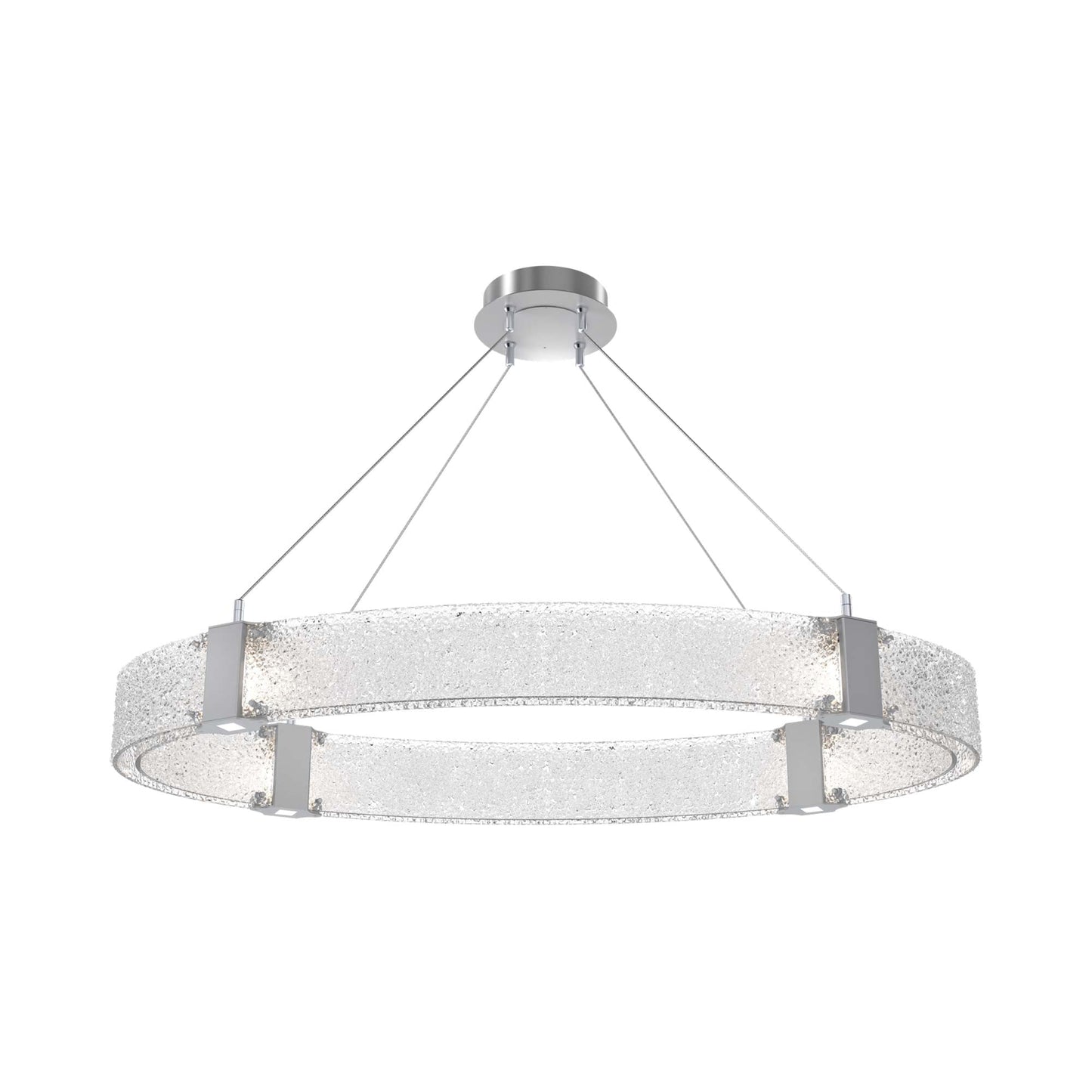 Parallel Oval LED Chandelier in Classic Silver/Crystal Rimelight Blown Glass.