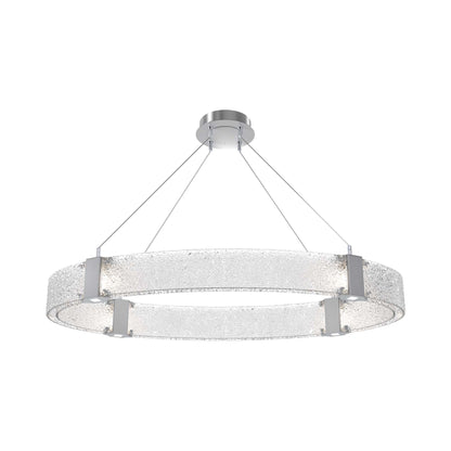 Parallel Oval LED Chandelier in Classic Silver/Crystal Rimelight Blown Glass.