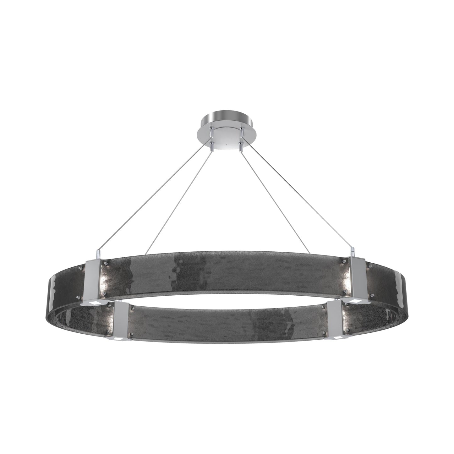 Parallel Oval LED Chandelier in Classic Silver/Smoke Granite Blown Glass.