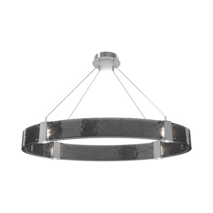 Parallel Oval LED Chandelier in Classic Silver/Smoke Granite Blown Glass.