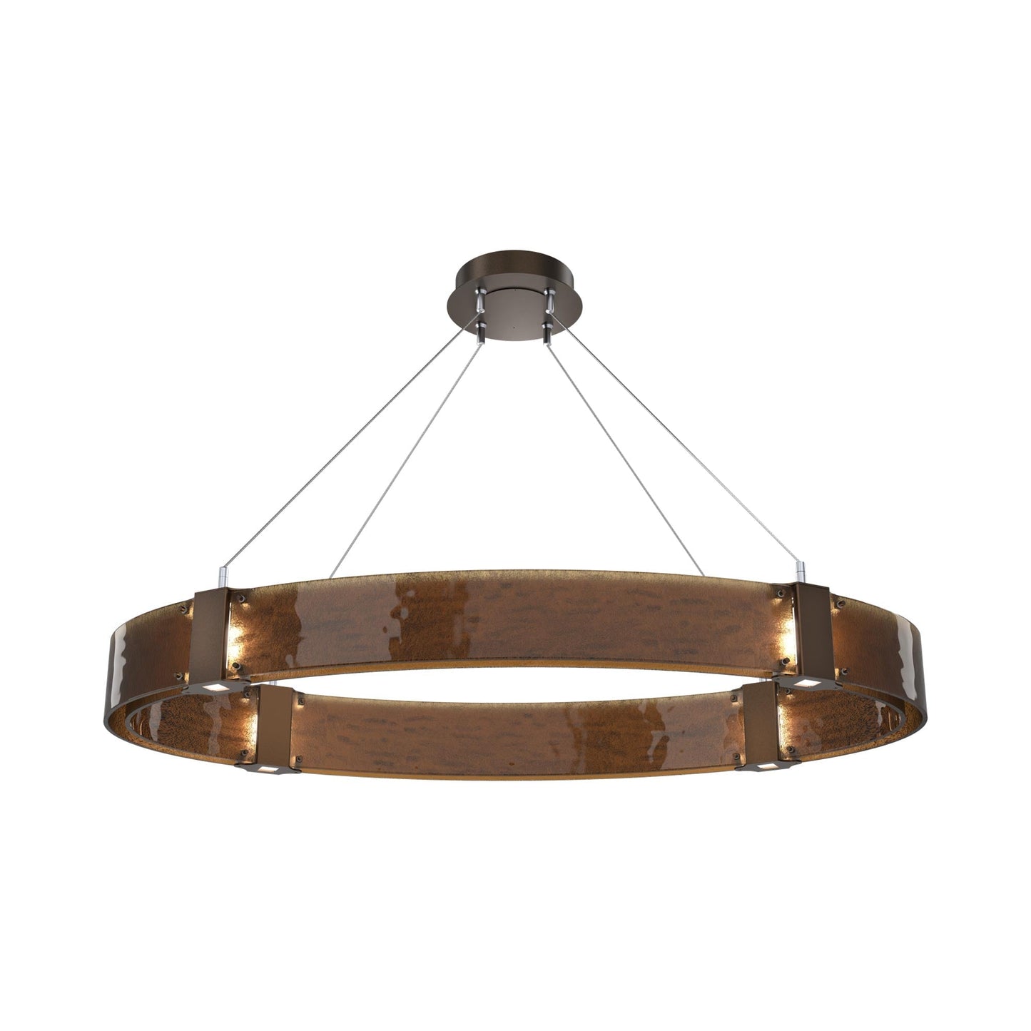Parallel Oval LED Chandelier in Flat Bronze/Bronze Granite Blown Glass.