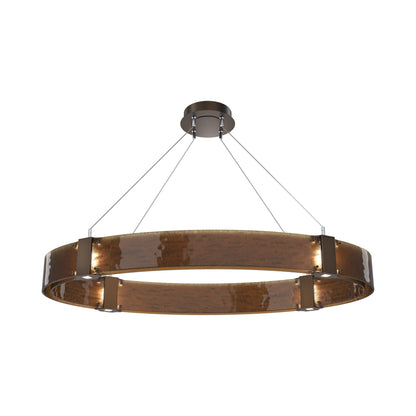 Parallel Oval LED Chandelier in Flat Bronze/Bronze Granite Blown Glass.