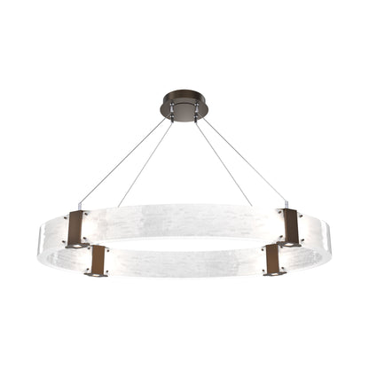 Parallel Oval LED Chandelier in Flat Bronze/Clear Granite Blown Glass.