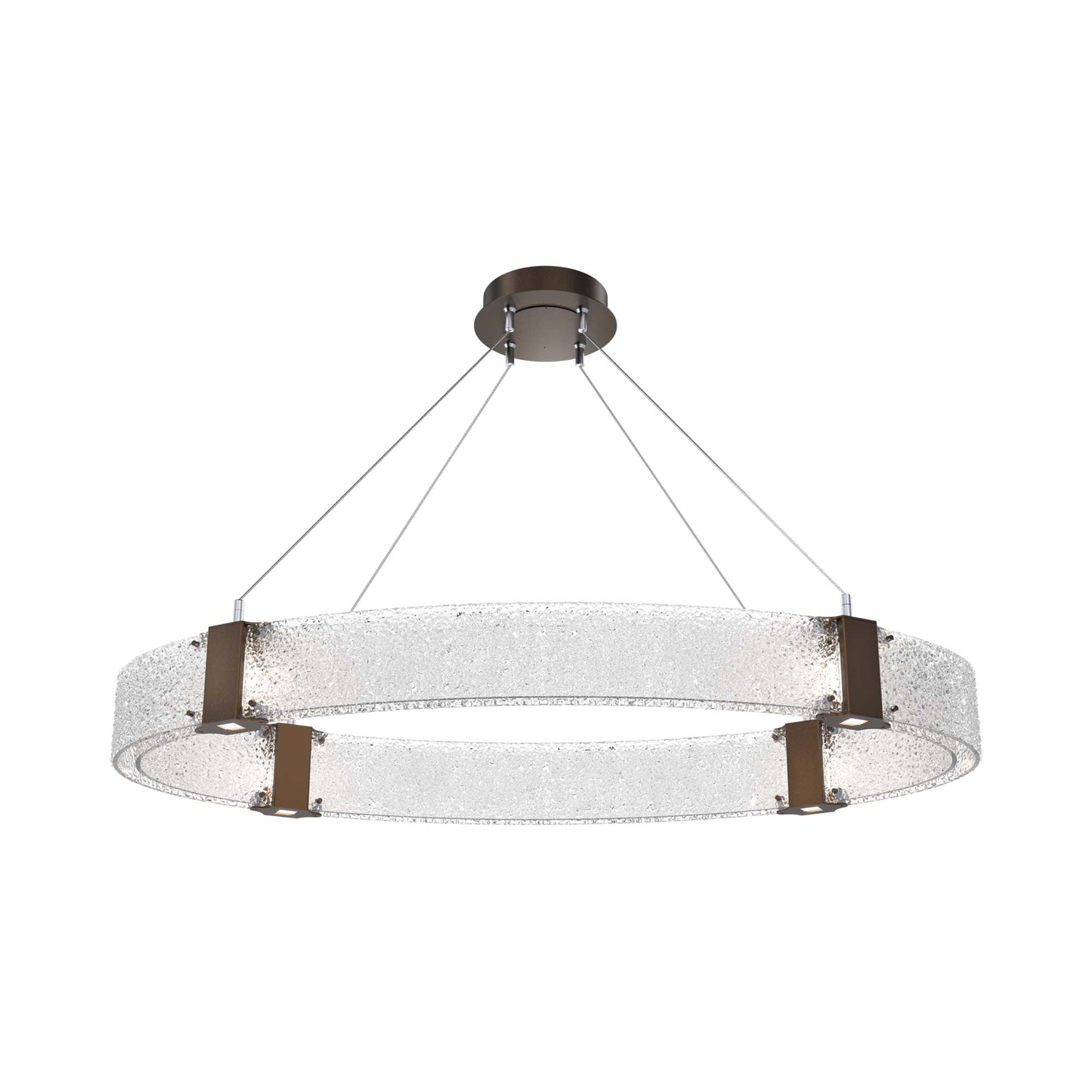 Parallel Oval LED Chandelier in Flat Bronze/Crystal Rimelight Blown Glass.