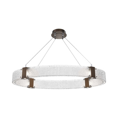 Parallel Oval LED Chandelier in Flat Bronze/Crystal Rimelight Blown Glass.