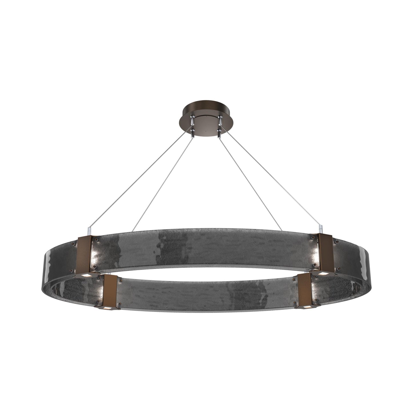 Parallel Oval LED Chandelier in Flat Bronze/Smoke Granite Blown Glass.