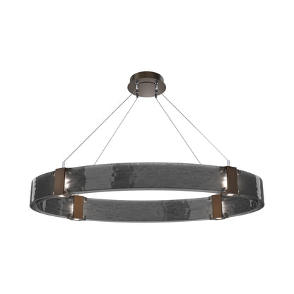 Parallel Oval LED Chandelier in Flat Bronze/Smoke Granite Blown Glass.