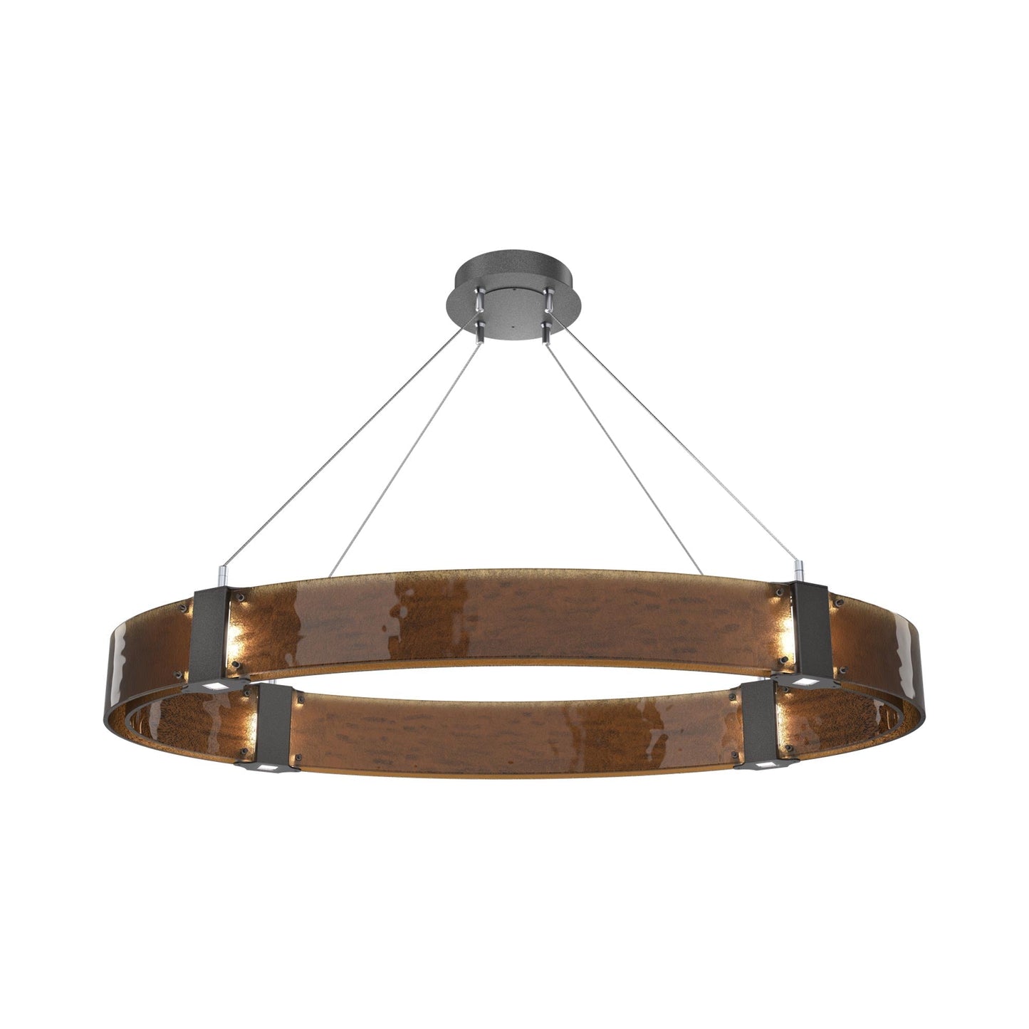 Parallel Oval LED Chandelier in Graphite/Bronze Granite Blown Glass.