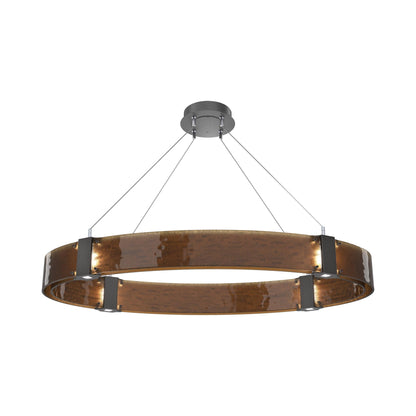 Parallel Oval LED Chandelier in Graphite/Bronze Granite Blown Glass.