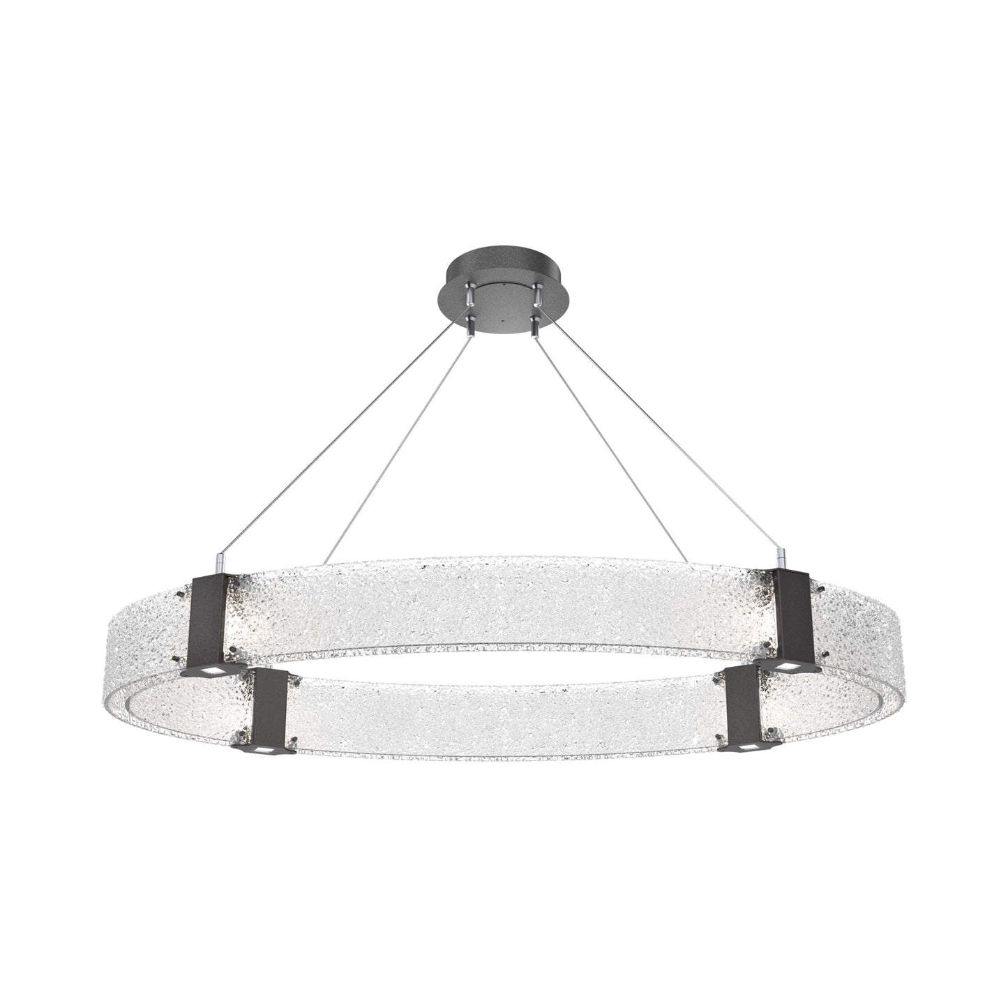 Parallel Oval LED Chandelier in Graphite/Crystal Rimelight Blown Glass.