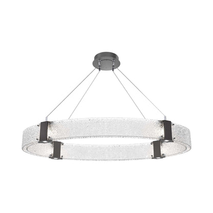 Parallel Oval LED Chandelier in Graphite/Crystal Rimelight Blown Glass.