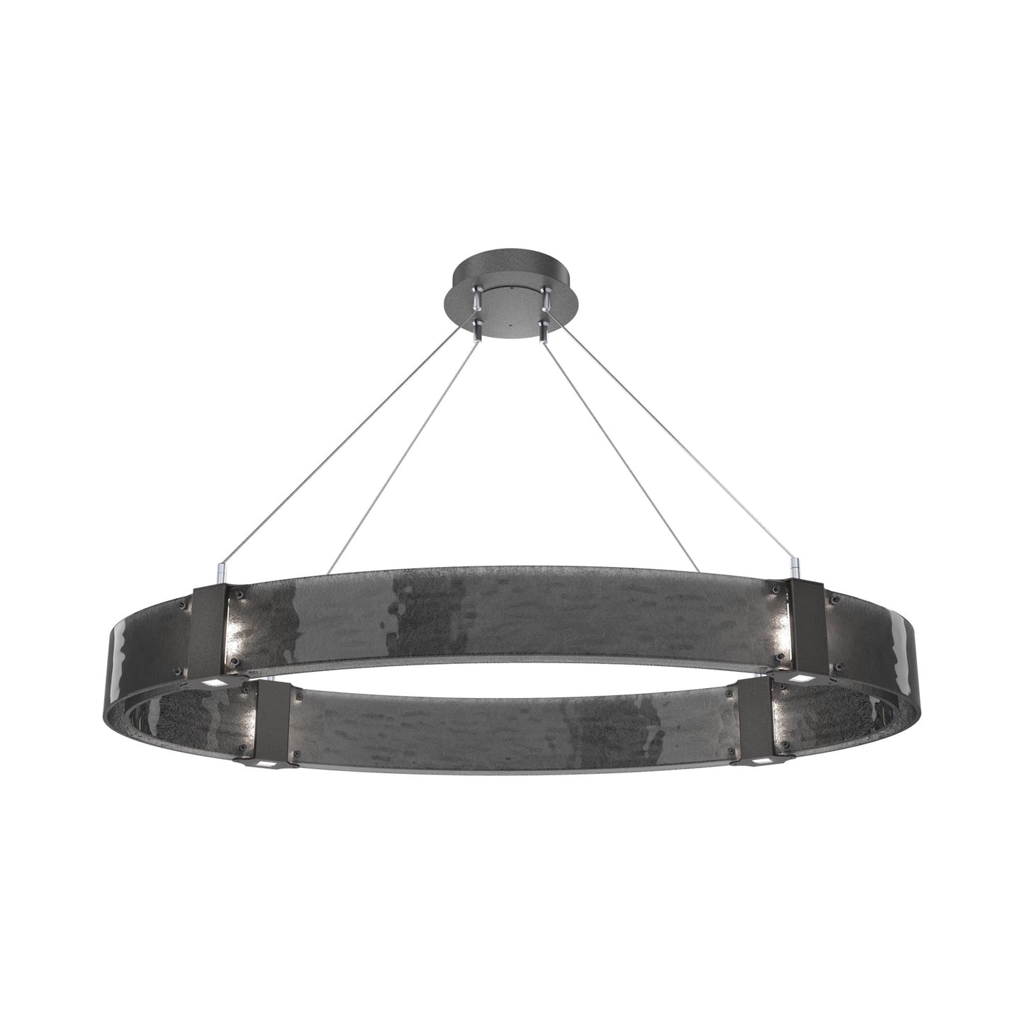 Parallel Oval LED Chandelier in Graphite/Smoke Granite Blown Glass.