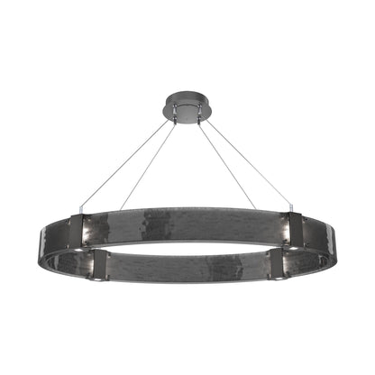 Parallel Oval LED Chandelier in Graphite/Smoke Granite Blown Glass.