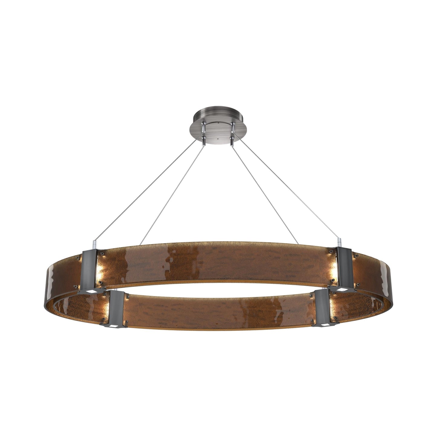 Parallel Oval LED Chandelier in Gunmetal/Bronze Granite Blown Glass.