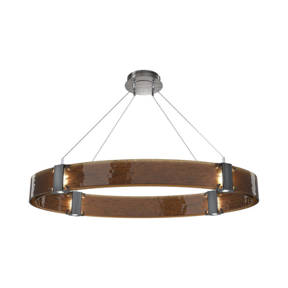 Parallel Oval LED Chandelier in Gunmetal/Bronze Granite Blown Glass.