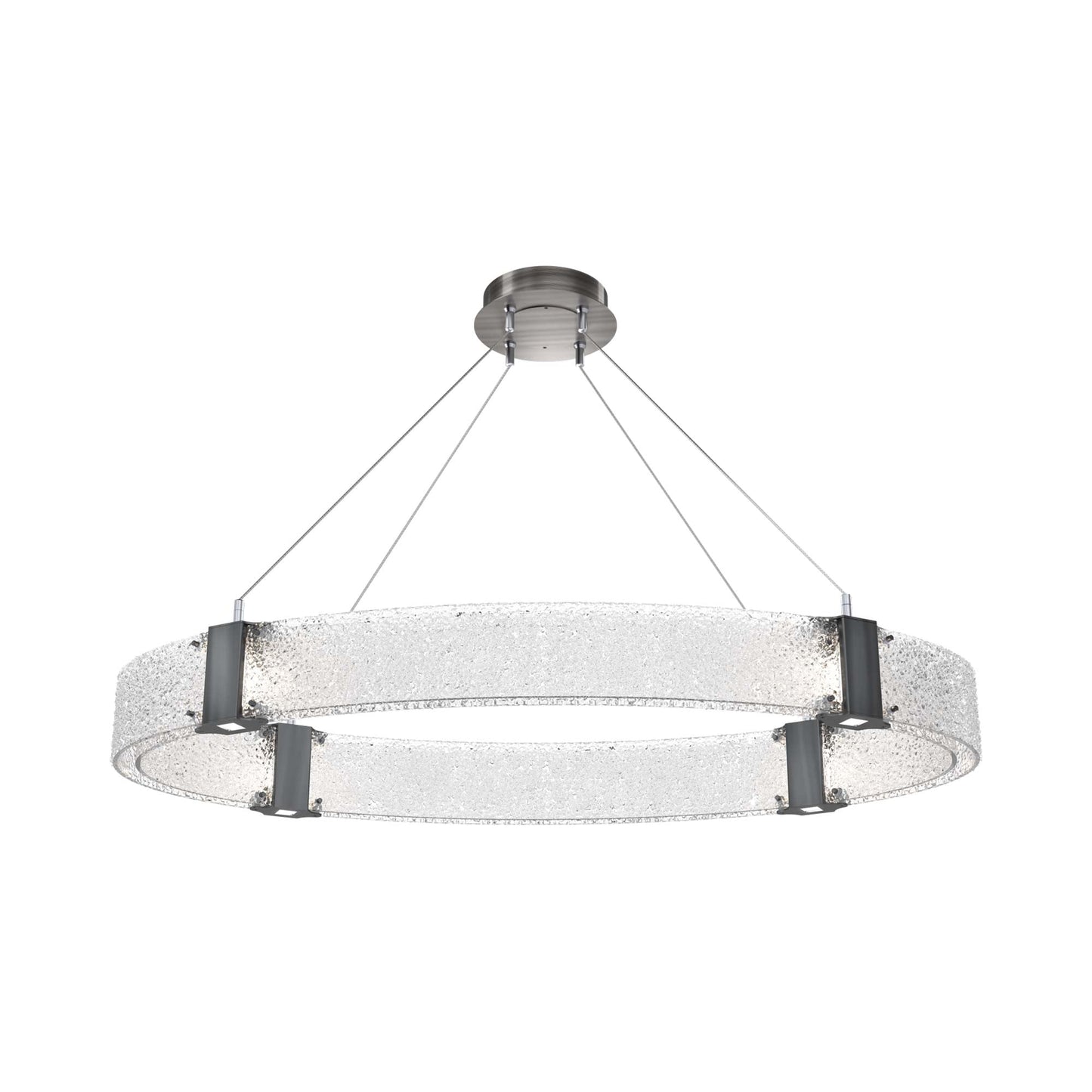 Parallel Oval LED Chandelier in Gunmetal/Crystal Rimelight Blown Glass.