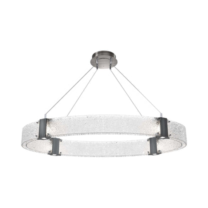 Parallel Oval LED Chandelier in Gunmetal/Crystal Rimelight Blown Glass.