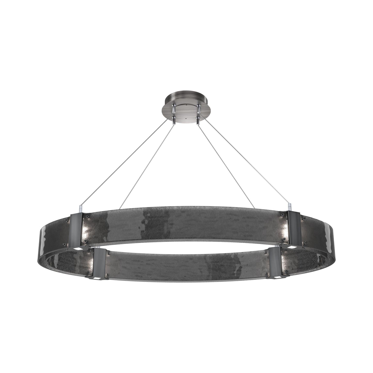 Parallel Oval LED Chandelier in Gunmetal/Smoke Granite Blown Glass.