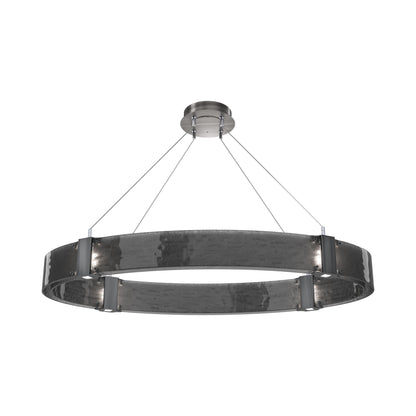 Parallel Oval LED Chandelier in Gunmetal/Smoke Granite Blown Glass.