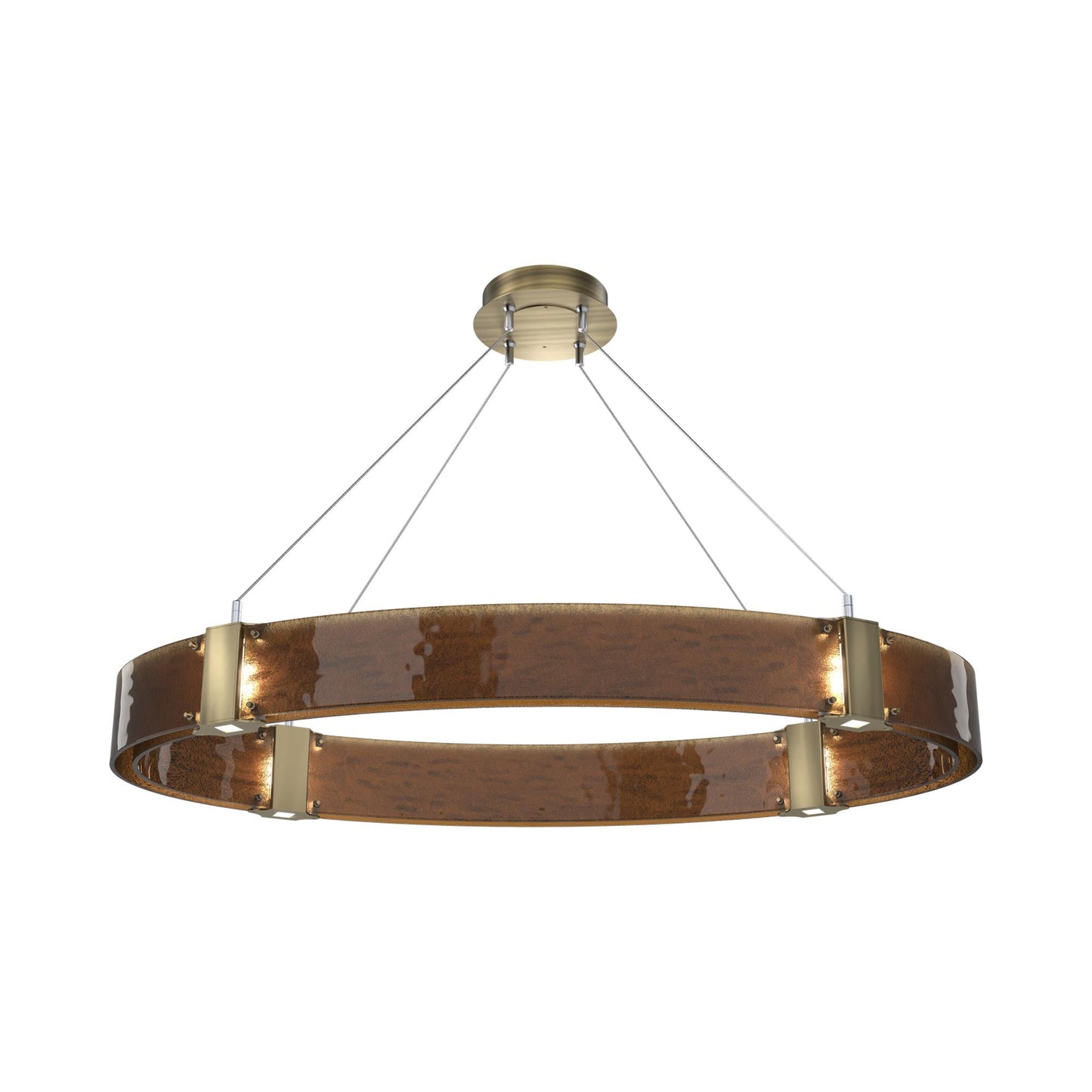 Parallel Oval LED Chandelier in Heritage Brass/Bronze Granite Blown Glass.