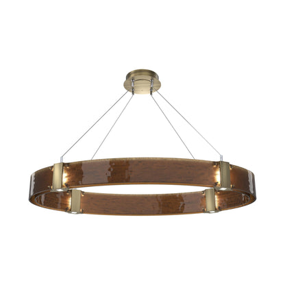 Parallel Oval LED Chandelier in Heritage Brass/Bronze Granite Blown Glass.