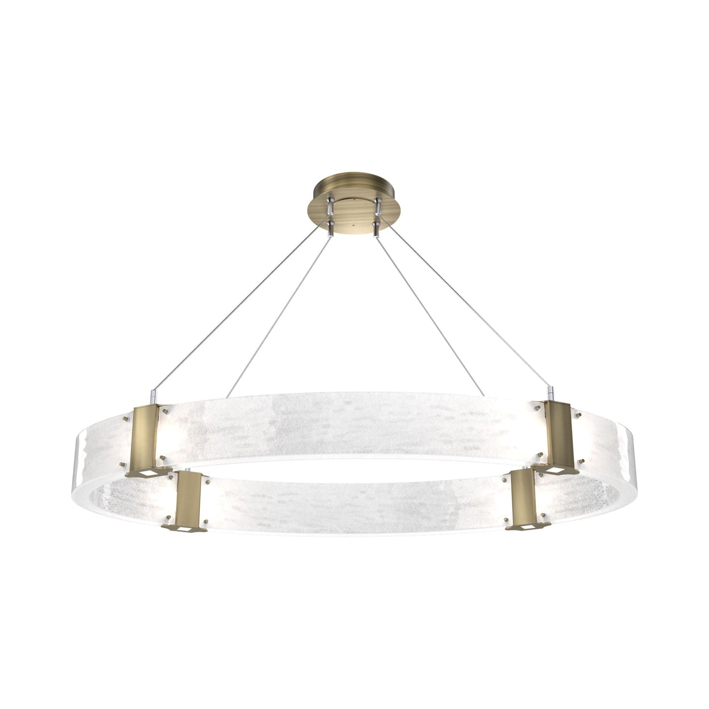 Parallel Oval LED Chandelier in Heritage Brass/Clear Granite Blown Glass.
